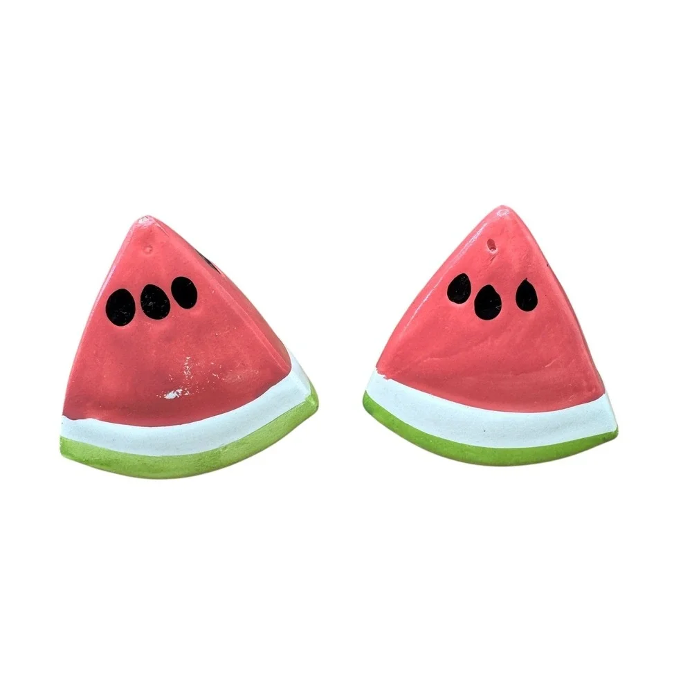LOOMCO 1993 Watermelon Slice Salt & Pepper Shakers Ceramic‎ Vintage